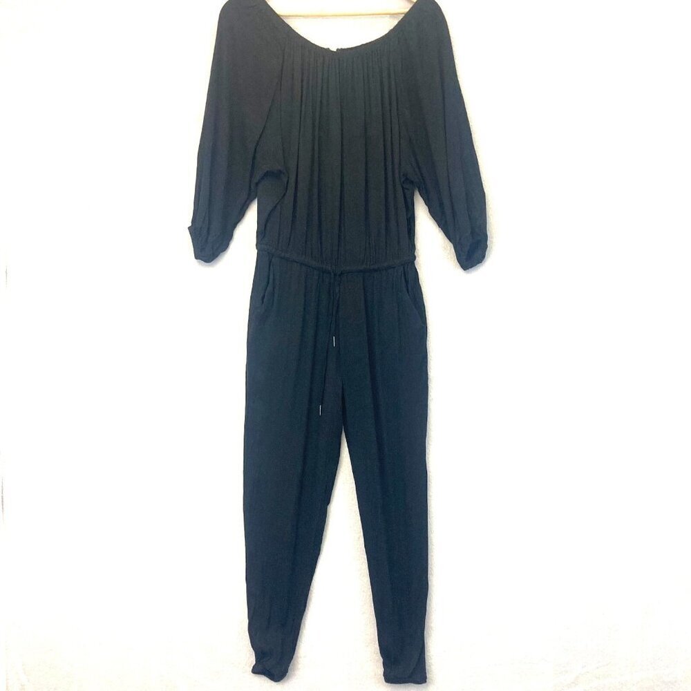 Joie Long Sleeve Gauzy Black Jumpsuit Womens XS 8131-R1291 Lightweight Stretch